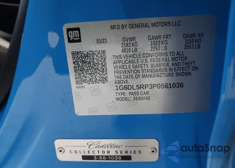 2023 Cadillac Ct4-V Blackwing из США, поврежденный, VIN 1G6DL5RP3P0561036